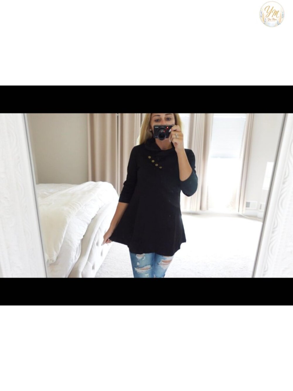 Women's Long Sleeve Cowl Neck Tunic Top - Form Fitting Casual Blouse - Picture 4 of 4